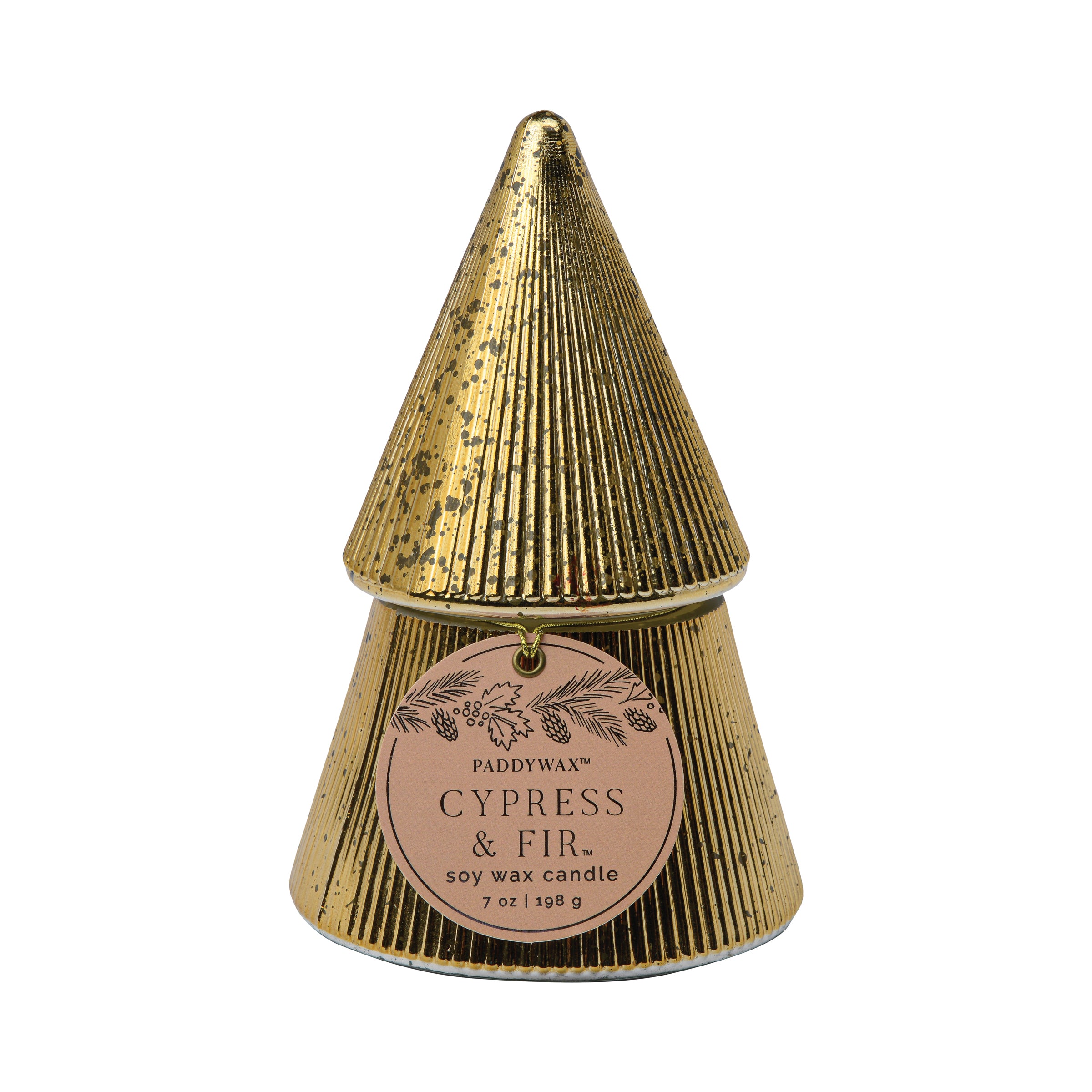 Gold Mercury Glass 7-oz Soy Wax Tree Candle, Cypress & Fir